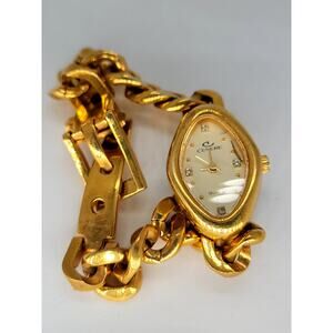 Elegant Cenere 18k Gold-Plated Ladies Watch with Chain Bracelet